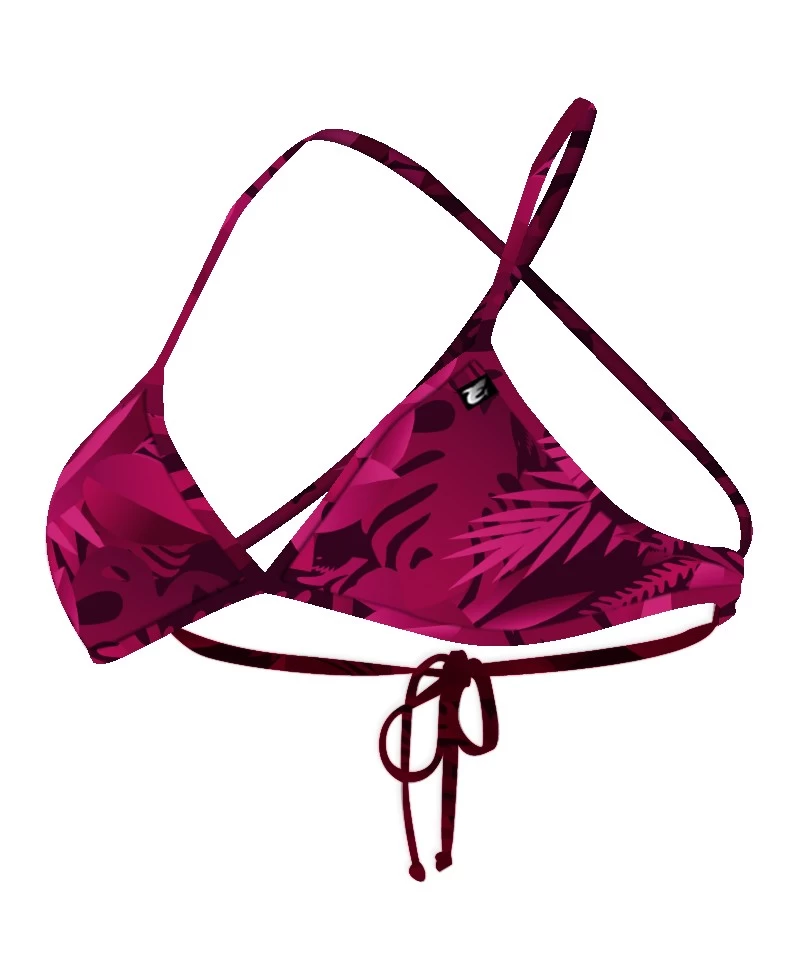 LEAVES FOREST TRIANGLE TIE BACK - ROSE CERISE